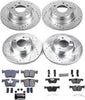K6744 Front and Rear Z23 Carbon Fiber Brake Pads with Drilled & Slotted Brake Rotors Kit