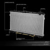 OEM-RA-1897 1-Row OE Style Aluminum Core Radiator DPI 1897 Compatible with 96-00 Elantra / 97-01 Tiburon AT/MT, 26-5/16" W X 14-3/4" H X 5/8" D, 1-1/4" Inlet, 1-1/4" Outlet