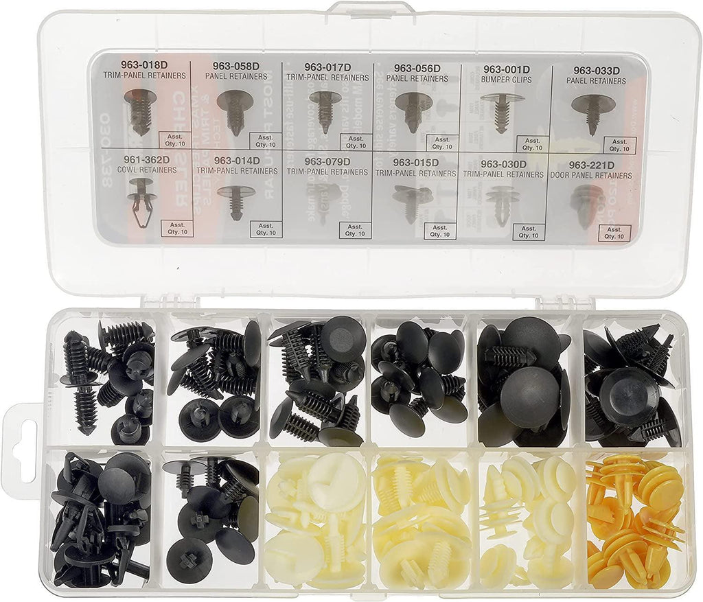 Dorman 030-738 Fastener Tech Tray – Xmas Tree and Trim Panel Retainers, 120 Piece Universal Fit