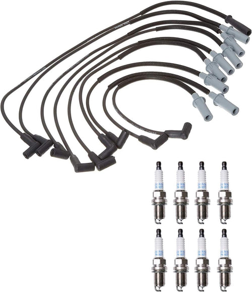 Denso Wire Set 7Mm & 8 Platinum TT Spark Plug .04 Kit for Dodge 5.2L 5.9L V8 OHV with Heat Shields 2.48
