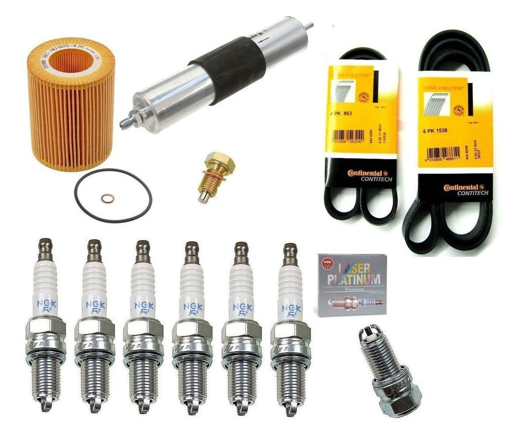 FOR BMW M3 E46 OEM Tune-Up Kit NGK Spark Plugs Mann Oil+Fuel Filters Drain Plug