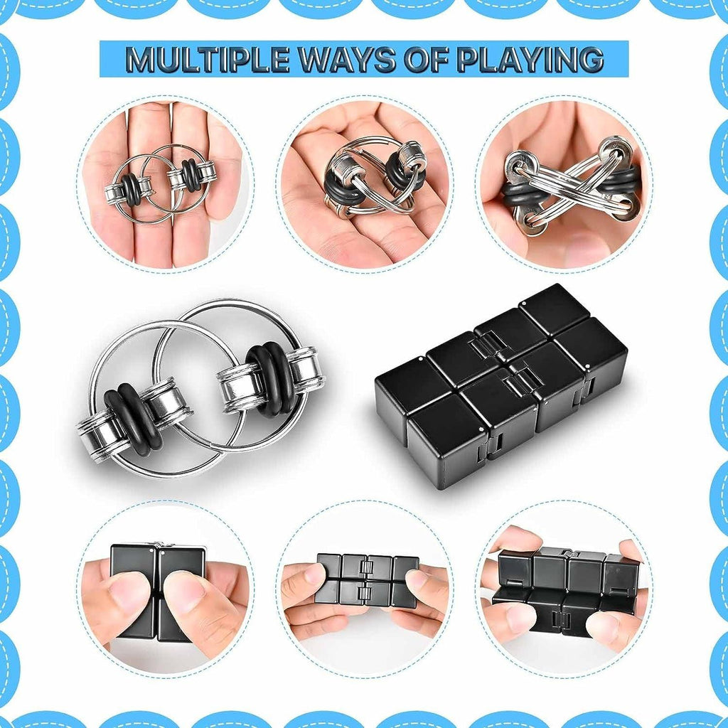 Dr.Kbder 5Pcs Fidget Toys Adults Set, Autism Sensory Toys Pack with Figette Cube Magnetic Rings Fidget Pad ADHD Stress Relief Toys for Kids Teen, Cool Gadget Desk Spinner Christmas Stocking Stuffer…