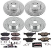 K7028 Front and Rear Z23 Carbon Fiber Brake Pads with Drilled & Slotted Brake Rotors Kit