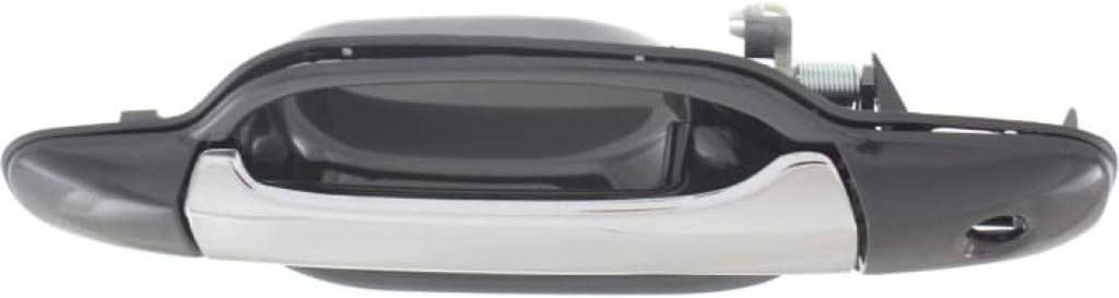 For Chevy Colorado Exterior Door Handle Front Driver Side Smooth Black Bezel with Chrome Lever 2004-2012 | with Key Hole| Trim: LS/LT/WT