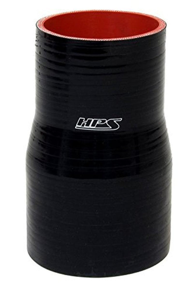 HTSRNBLK-142 4.25" - 4.5" ID, 4" Length, Silicone Reducer Coupler Hose, High Temp 4-Ply Reinforced, Silicone, Black