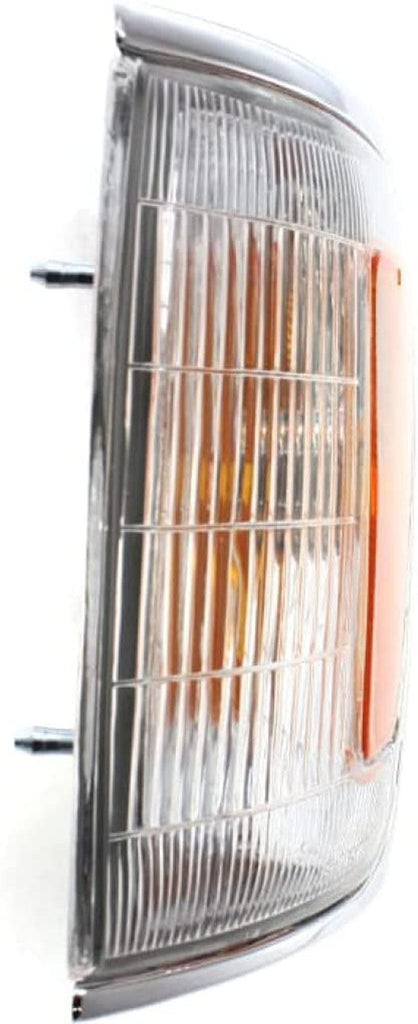 Compatible with Toyota Pickup Corner Light 1989 1990 1991 Driver and Passenger Side Pair/Set | Clear & Amber Lens | W/Chrome Trim | TO2520124 + TO2521126 | 8162089179 + 8161089179