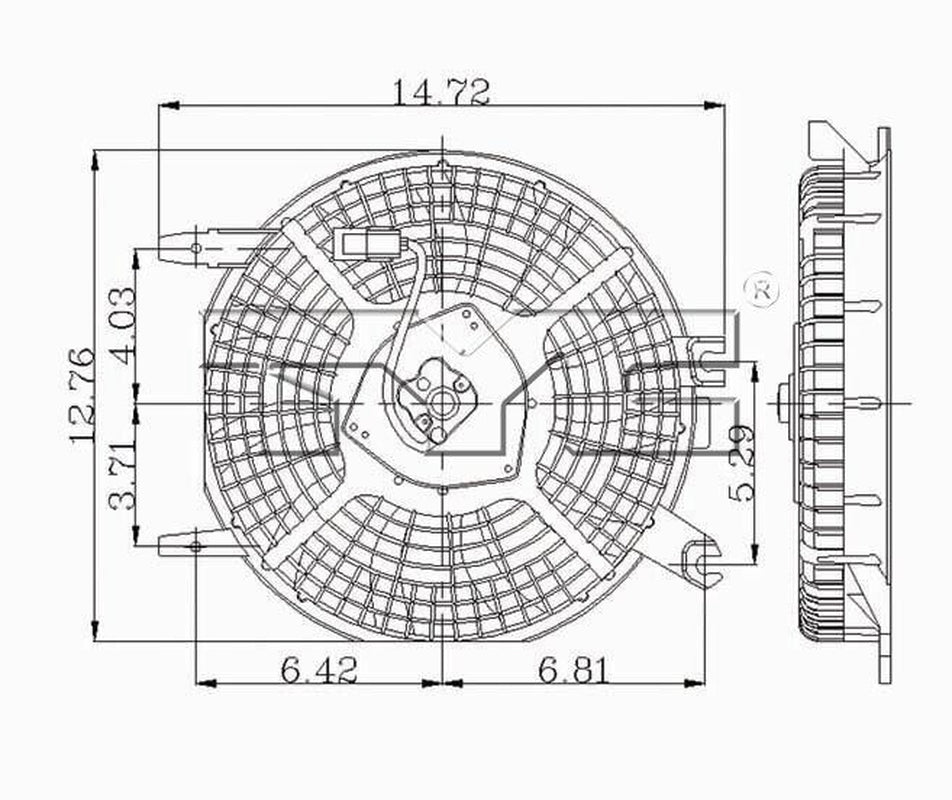 TYC A/C Condenser Fan Assembly for Prizm, Corolla 610160