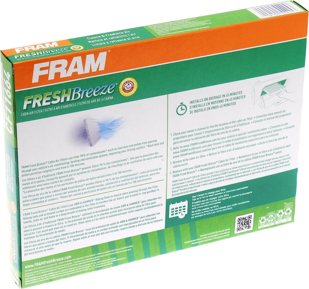 Fresh Breeze Cabin Air Filter Replacement for Car Passenger Compartment W/ Arm and Hammer Baking Soda, Easy Install, CF11664 for Hyundai / Kia Vehicles