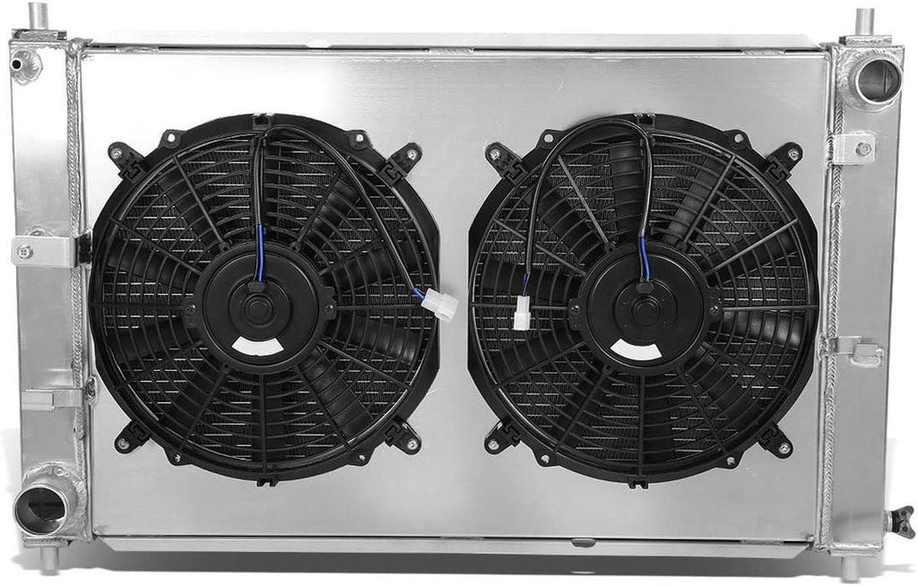 RA+FS-FM97MT-3 Tri Core 3-Row Radiator W/Fan Shroud Fit 97-04 Ford Mustang Mt,Metallic