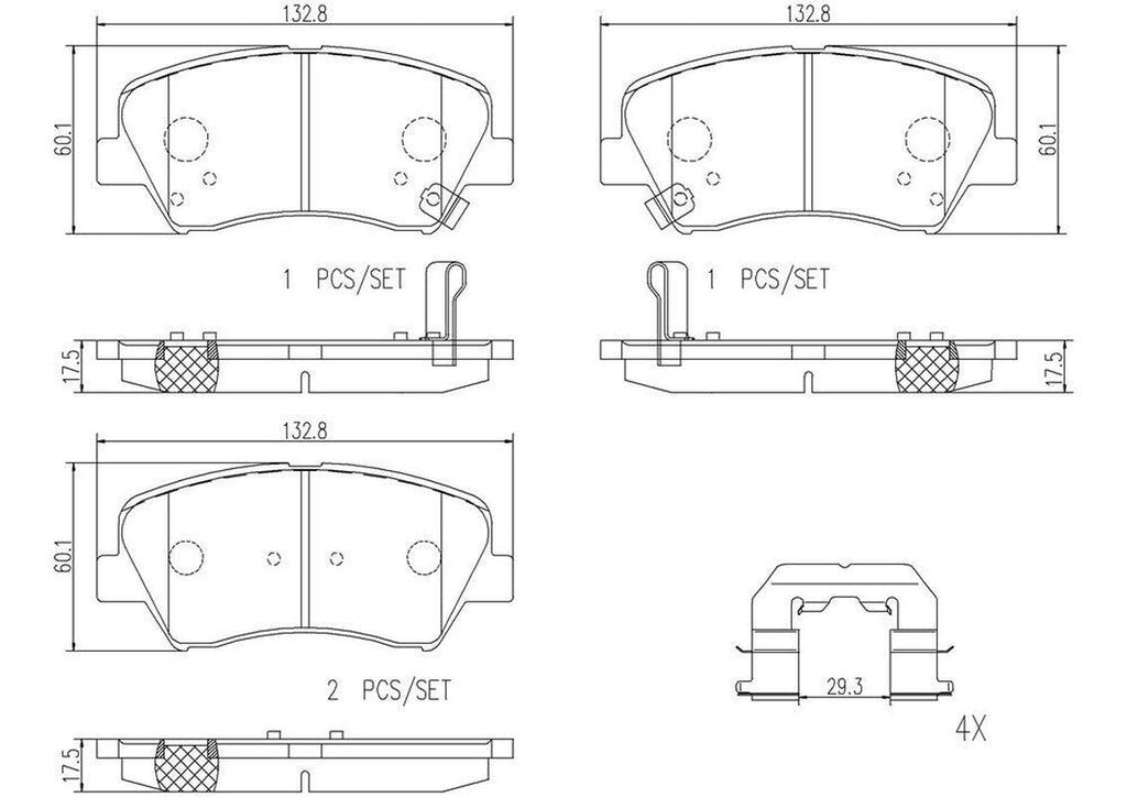 Front Disc Brake Pad Set for Forte, Forte5, Elantra GT, Elantra+More (P30073N)