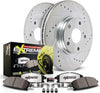 Power Stop K1444-26 Front Z26 Carbon Fiber Brake Pads with Drilled & Slotted Brake Rotors Kit