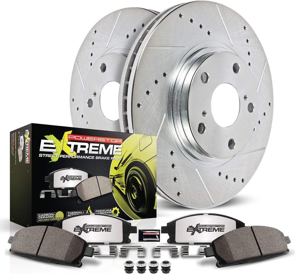K3026-26 Front Z26 Carbon Fiber Brake Pads with Drilled & Slotted Brake Rotors Kit