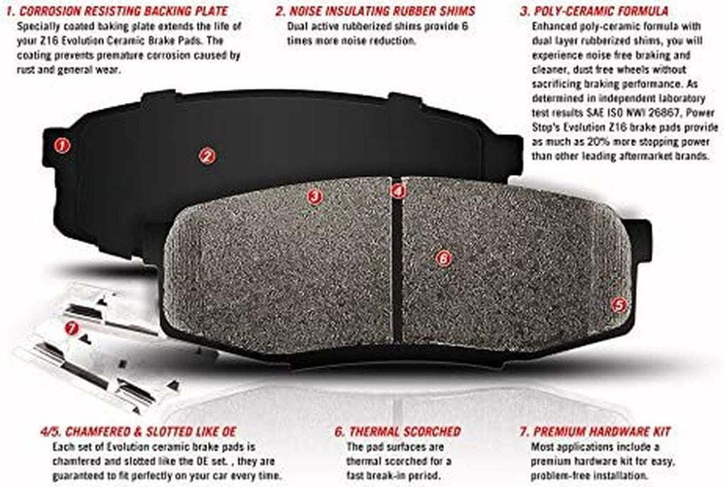17-1811, Z17 Front Ceramic Brake Pads with Hardware