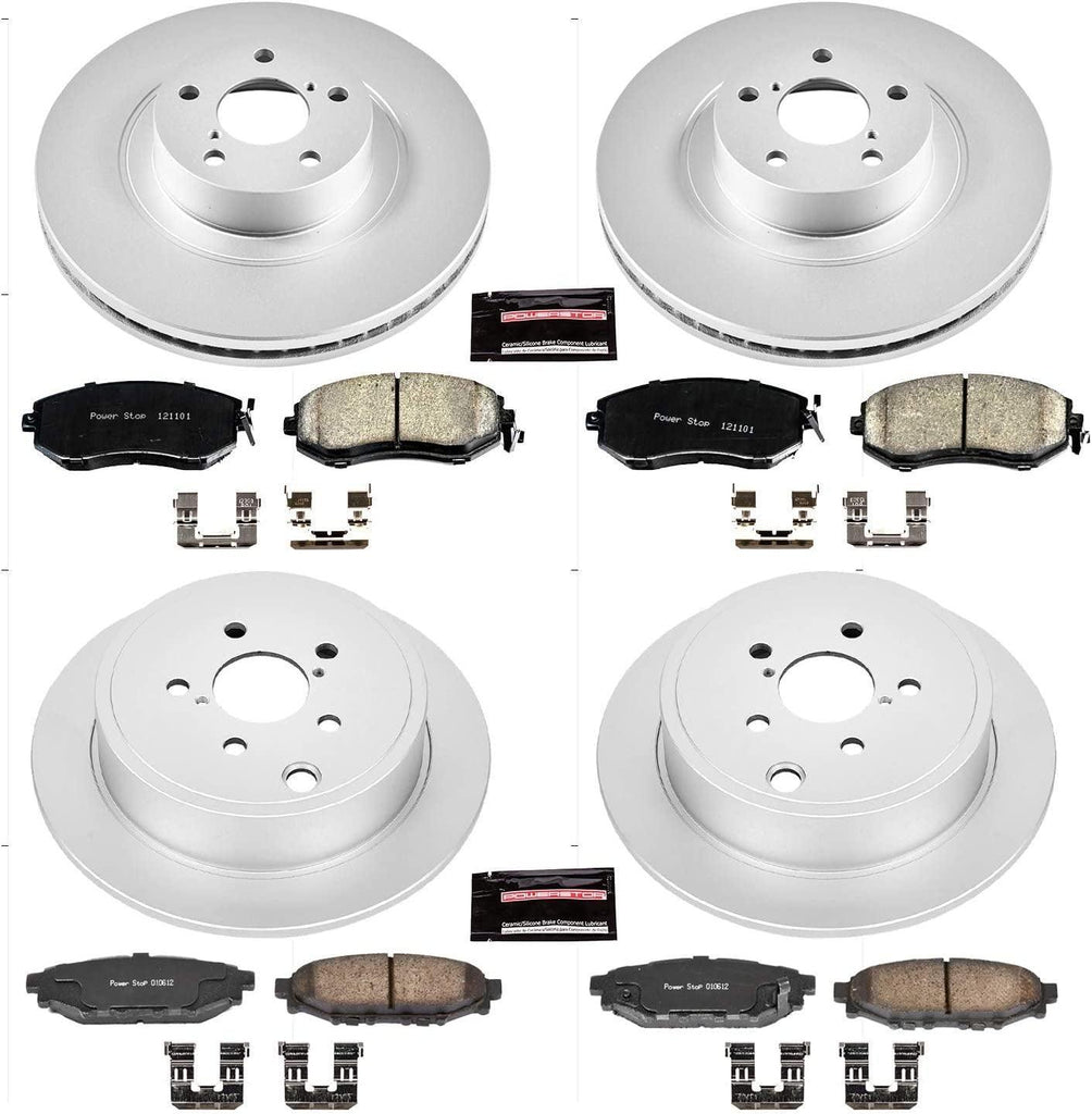 CRK6083 Coated Brake Rotor & Ceramic Brake Pads- Front & Rear