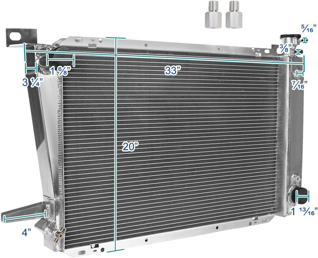 3 Row Core Aluminum Cooling Racing Radiator Compatible with Ford F150 F250 F350 Bronco 1985-1996