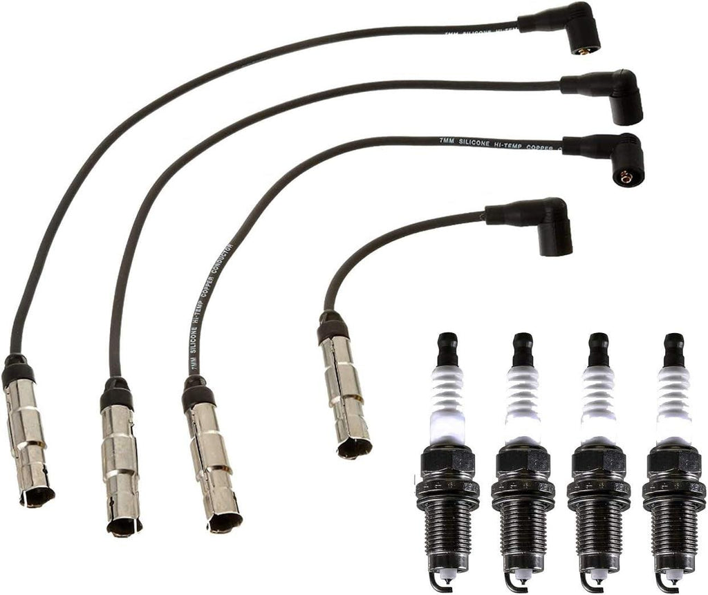 Denso Wire Set 7Mm & 4 Double Platinum Spark Plug 0.032 Kit for VW 2.0L L4 8V