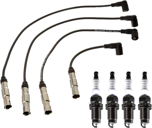 Denso Wire Set 7Mm & 4 Double Platinum Spark Plug 0.032 Kit for VW 2.0L L4 8V
