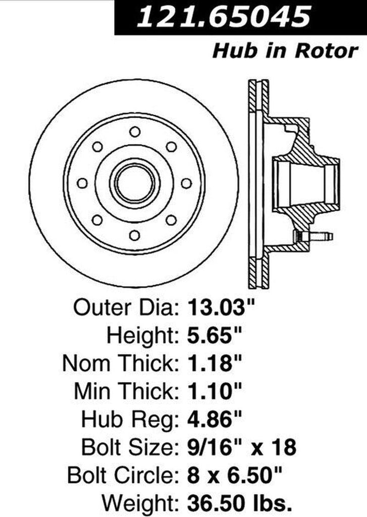 Centric Front Disc Brake Rotor for Ford (121.65045)