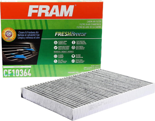 Fresh Breeze Cabin Air Filter Replacement for Car Passenger Compartment W/ Arm and Hammer Baking Soda, Easy Install, CF10364 for Select Chrysler and Dodge Vehicles