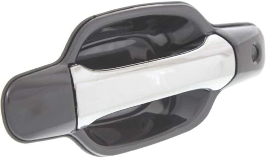 For Chevy Colorado Exterior Door Handle Front Driver Side Smooth Black Bezel with Chrome Lever 2004-2012 | with Key Hole| Trim: LS/LT/WT