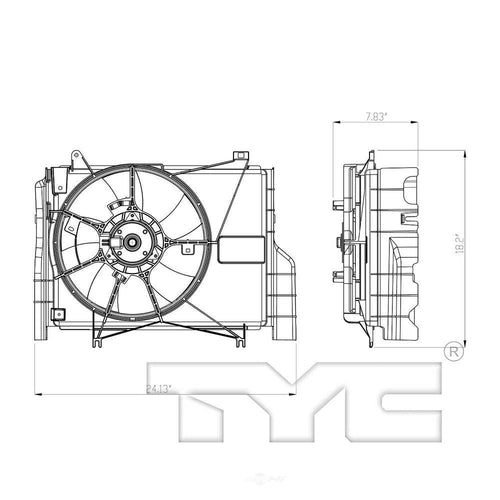 TYC 624090 Dual Radiator and Condenser Fan Assembly