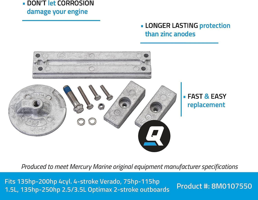 8M0107550 Aluminum Anode Kit for Mercury Verado and Optimax Outboards