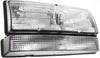 Headlight Assembly Compatible with 1992-1993 Buick Lesabre and 1991-1993 Buick Park Avenue Halogen, with Black Trim (Includes Park Light), Set of 2, Driver and Passenger Side
