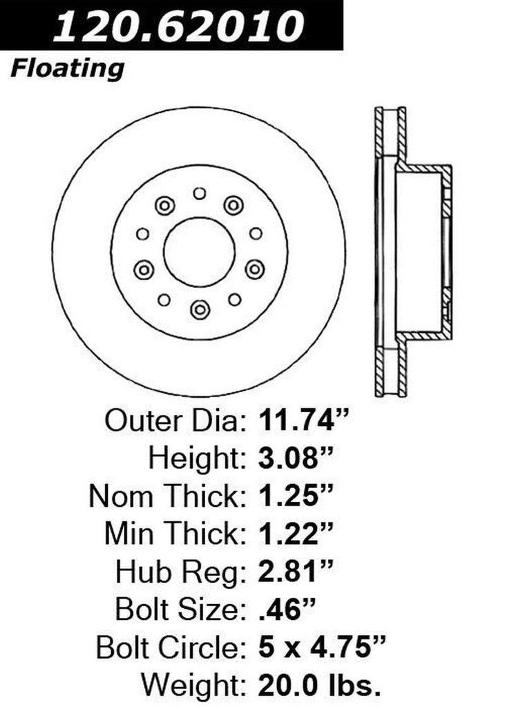 Centric Front Disc Brake Rotor for 1963-1982 Chevrolet Corvette (120.62010)