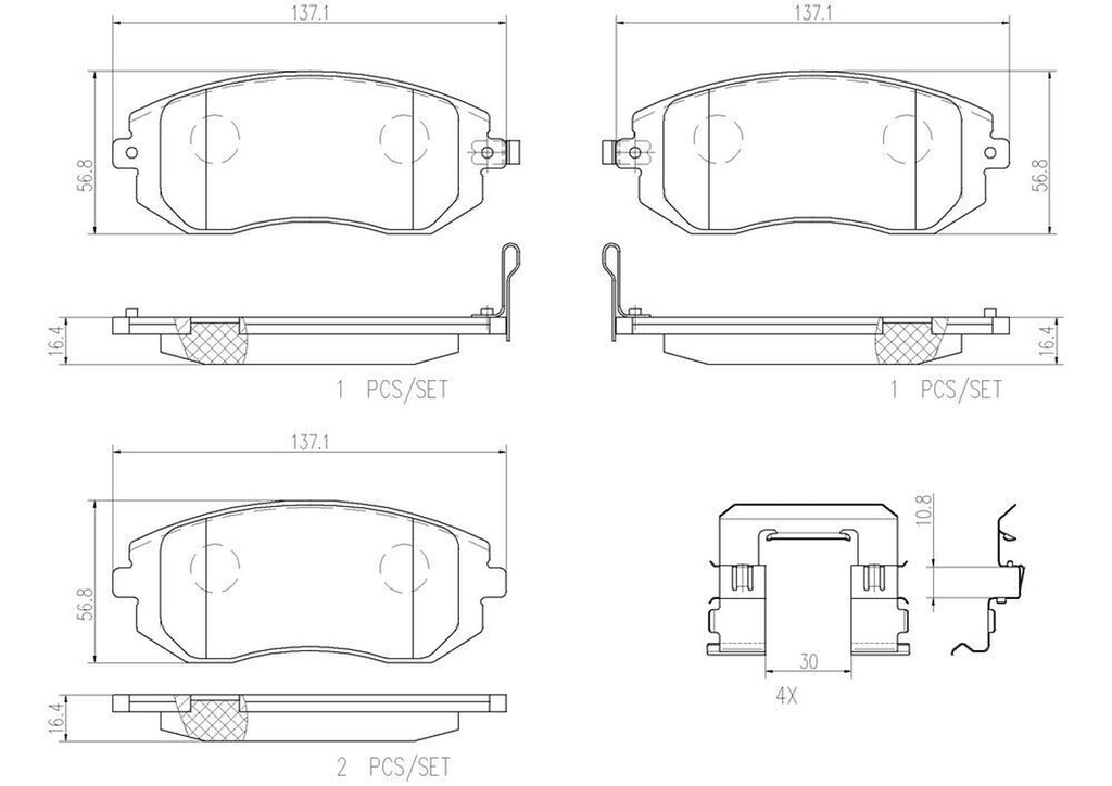 Front Disc Brake Pad Set for Legacy, Outback, Forester, Impreza+More (P78013N)