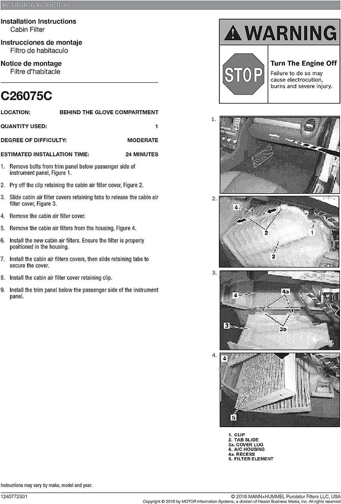 C26075C one Advanced Cabin Air Filter Compatible with Select Mercedes-Benz Vehicles