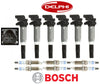OEM Ignition Coil Delphi + Spark Plug Double Platinum Bosch (6Sets) for BMW Gas