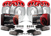 Front and Rear KC2842 Z23 Daily Driver Brake Pad and Rotor Kit with Red Powder Coated Calipers