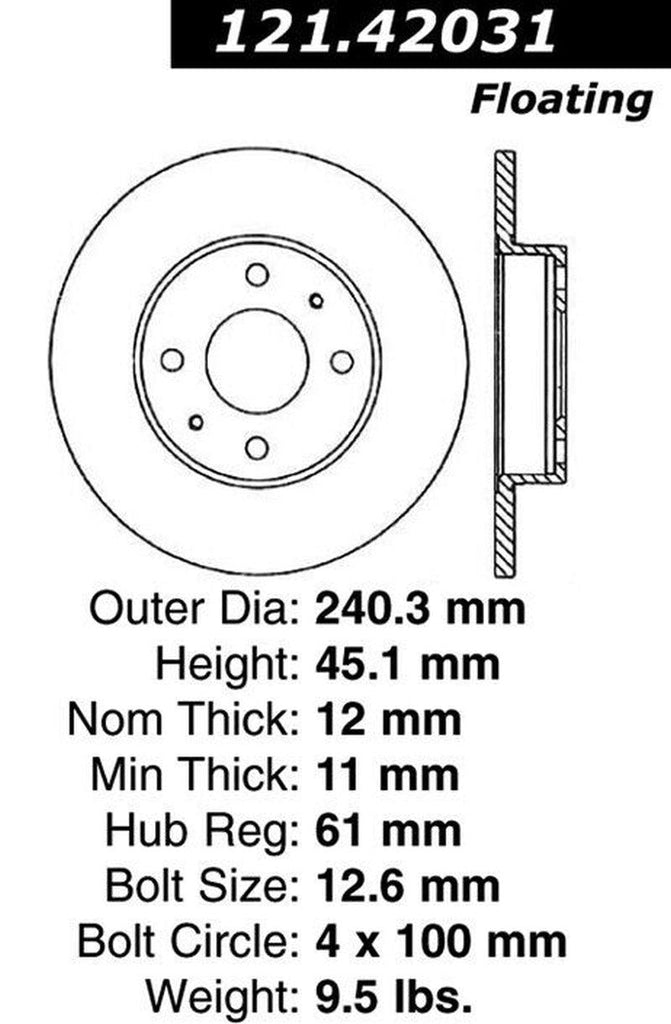 Centric Front Disc Brake Rotor for Nissan (121.42031)