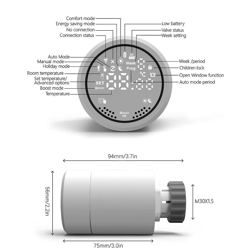 1Pcs Radiator Valve, Smart Radiator Valve Can Be Controlled by Mobile Phone App Temperature Adjustment (56X75Mm)