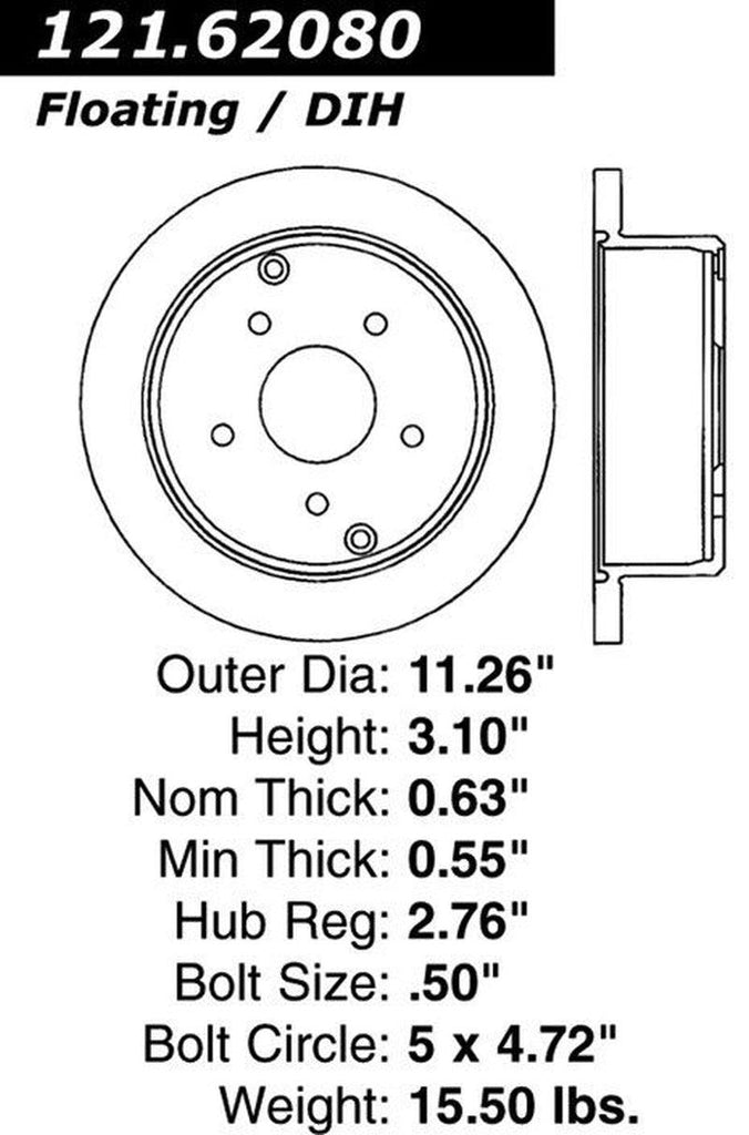 Centric Rear Disc Brake Rotor for 04 GTO (121.62080)