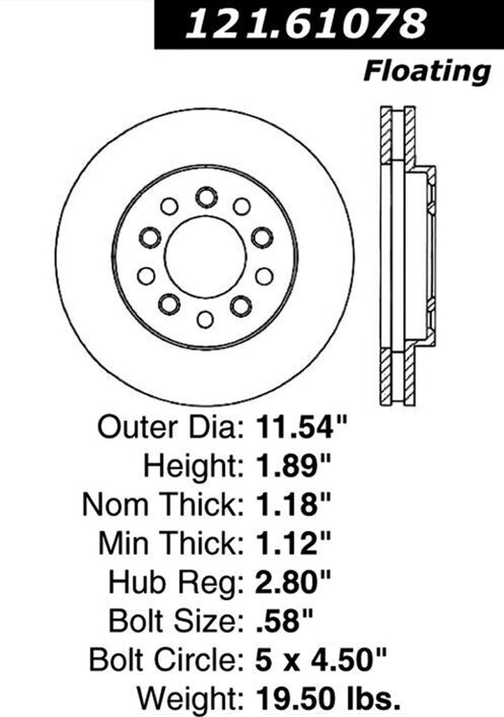 Centric Front Disc Brake Rotor for Freestar, Monterey (121.61078)