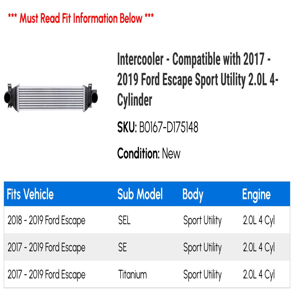 Intercooler - Compatible with 2017 - 2019 Ford Escape Sport Utility 2.0L 4-Cylinder 2018