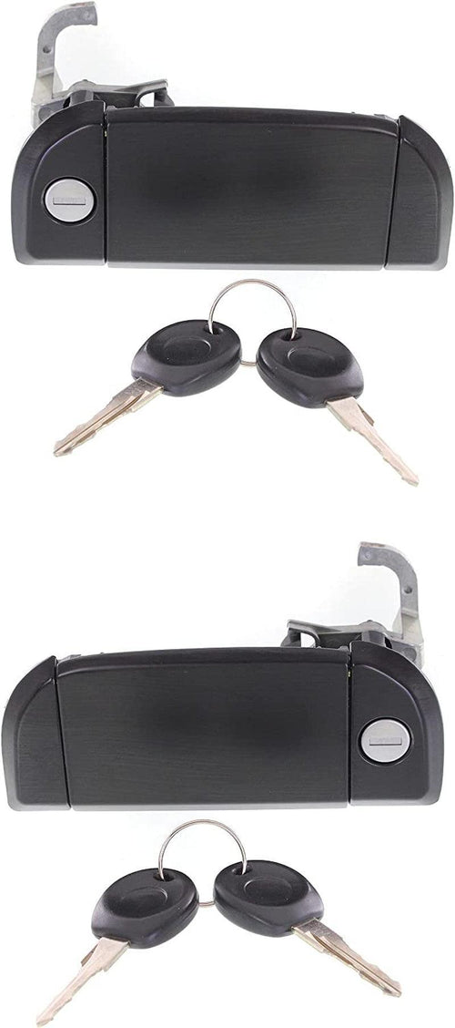 Front Exterior Door Handle Compatible with 1992-1997, 1999-2003 Volkswagen Eurovan Zinc Smooth, Metal, with Key Set, Set of 2, Driver and Passenger Side