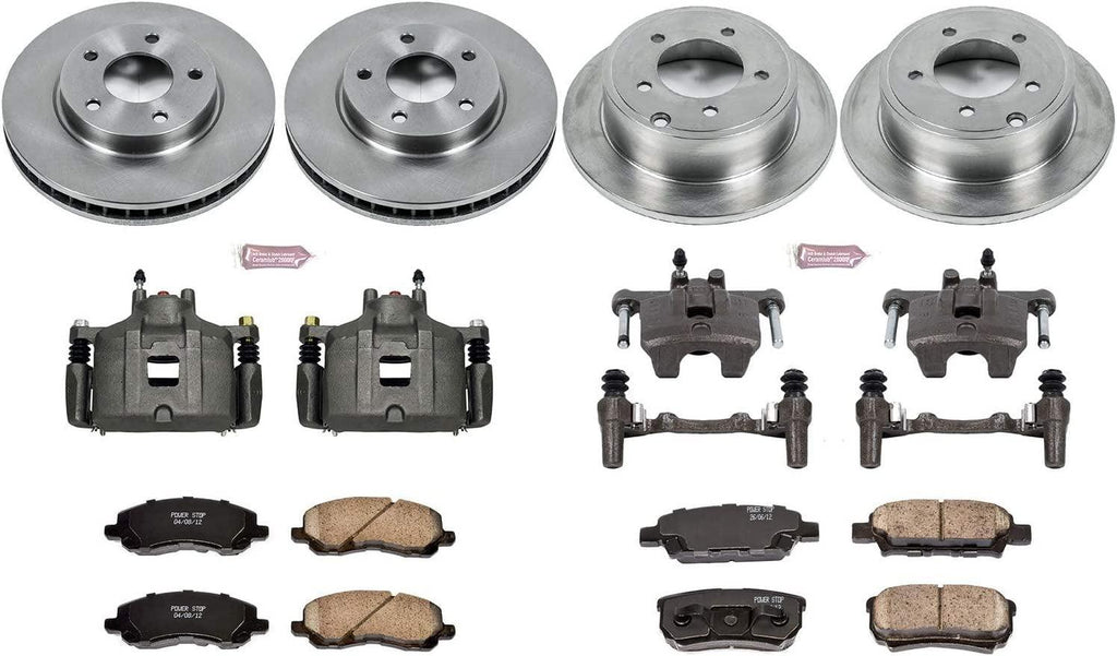 KCOE4017A Autospeciality Replacement Front and Rear Caliper Kit- OE Rotors, Ceramic Brake Pads, Calipers