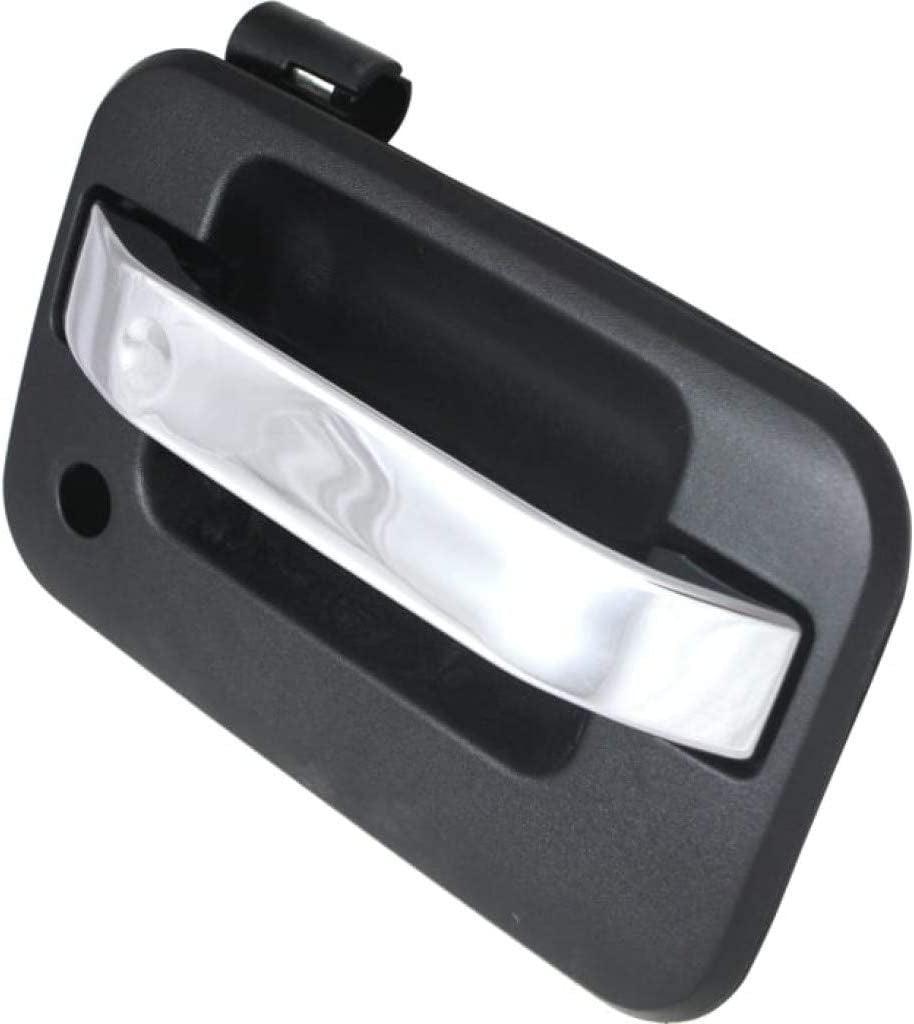 for Ford F-150 Exterior Door Handle Front, Passenger Side Black Bezel with Chrome Lever (2004-2014) | with Key Hole | Trim:All Submodels | FO1311129 | CL3Z1522404BA