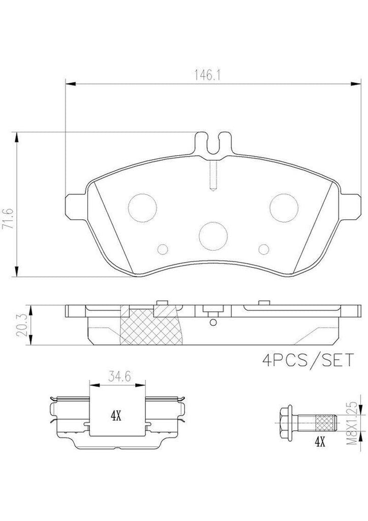 Brembo Front Disc Brake Pad Set for C250, SLK250, C300 (P50067N)