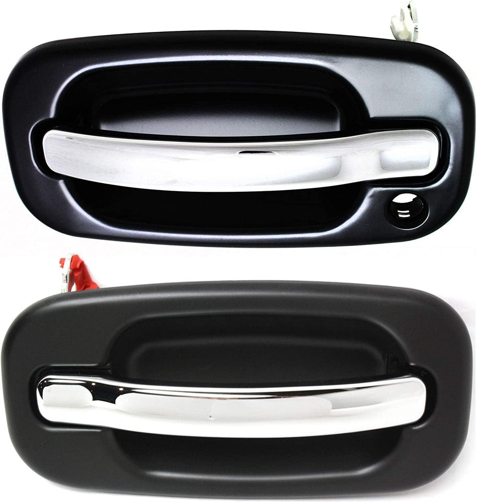 Front, Driver and Passenger Side Exterior Door Handle Set Compatible with 2000-2006 Chevrolet Tahoe, Suburban 1500, 2500, Fits 2002-2006 Chevrolet Avalanche 1500, Avalanche 2500