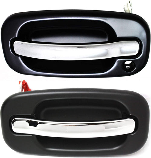 Front, Driver and Passenger Side Exterior Door Handle Set Compatible with 2000-2006 Chevrolet Tahoe, Suburban 1500, 2500, Fits 2002-2006 Chevrolet Avalanche 1500, Avalanche 2500