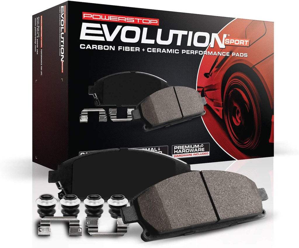 Power Stop Z23-924 Front Z23 Evolution Sport Carbon Fiber Infused Ceramic Brake Pads with Hardware