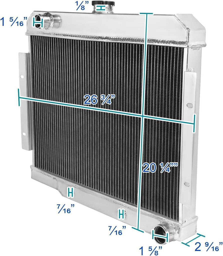 3 Core/Row Light Aluminum Performance Cooling Racing Radiator Compatible with Jeep Cj Series 1972-1986