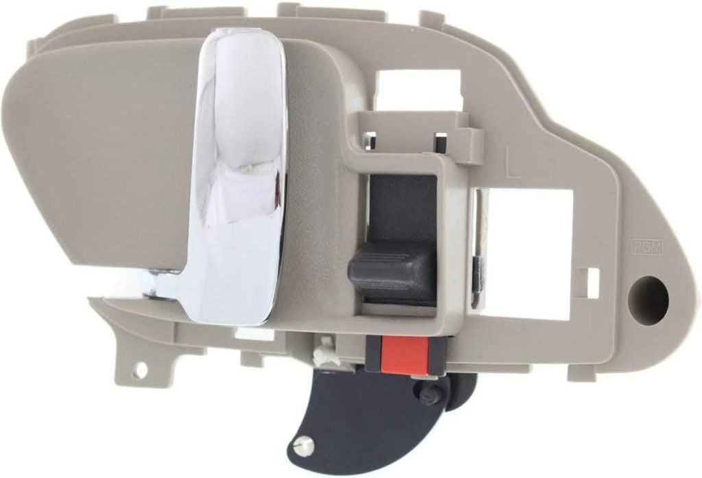 for Chevy K3500 Interior Door Handle Front or Rear Driver Side Beige Bezel with Chrome Lever 1995-2000 | with Door Lock Button| Trim: Base/Silverado/Cheyenne