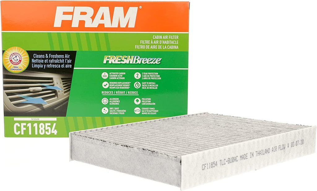 Fresh Breeze Cabin Air Filter Replacement for Car Passenger Compartment W/ Arm and Hammer Baking Soda, Easy Install, CF11854 for Nissan Vehicles