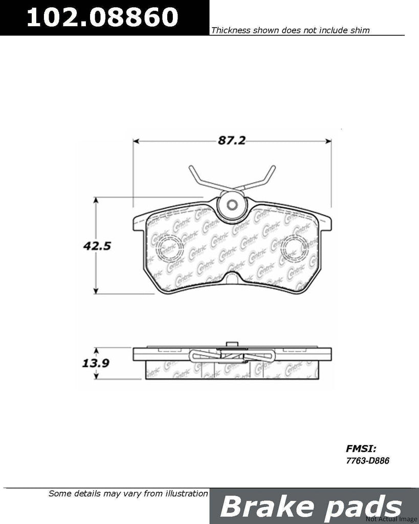 Centric Rear Disc Brake Pad for Fiesta, Focus (102.08860)