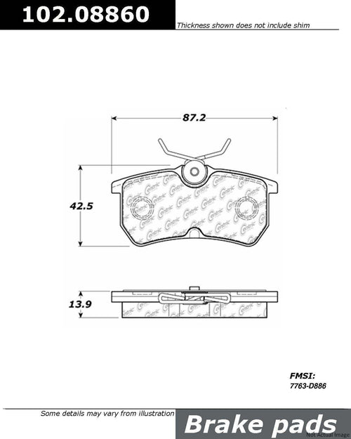 Centric Rear Disc Brake Pad for Fiesta, Focus (102.08860)