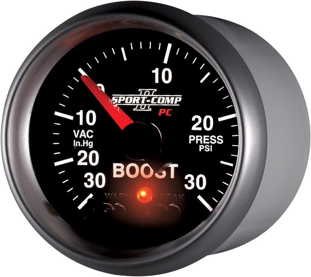 3677 Sport-Comp II PC 2-1/16" 30 In. Hg/30 PSI Full Sweep Electric Vacuum/Boost Gauge Peak and Warn with Electronic Control